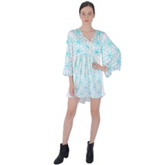 Flower Of Life  V-neck Flare Sleeve Mini Dress by tony4urban