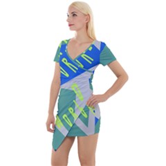 Abstract Pattern Geometric Backgrounds   Short Sleeve Asymmetric Mini Dress by Eskimos