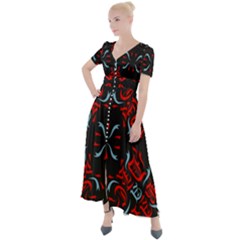 Abstract Pattern Geometric Backgrounds   Button Up Short Sleeve Maxi Dress by Eskimos