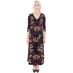 Abstract Pattern Geometric Backgrounds   Quarter Sleeve Wrap Maxi Dress by Eskimos