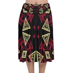 Abstract Pattern Geometric Backgrounds   Velvet Flared Midi Skirt by Eskimos