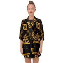 Abstract Pattern Geometric Backgrounds   Half Sleeve Chiffon Kimono by Eskimos