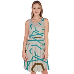 Abstract Pattern Geometric Backgrounds   Knee Length Skater Dress With Pockets by Eskimos