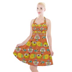 Minionspattern Halter Party Swing Dress  by Sparkle