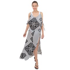 Abstract Pattern Geometric Backgrounds   Maxi Chiffon Cover Up Dress by Eskimos