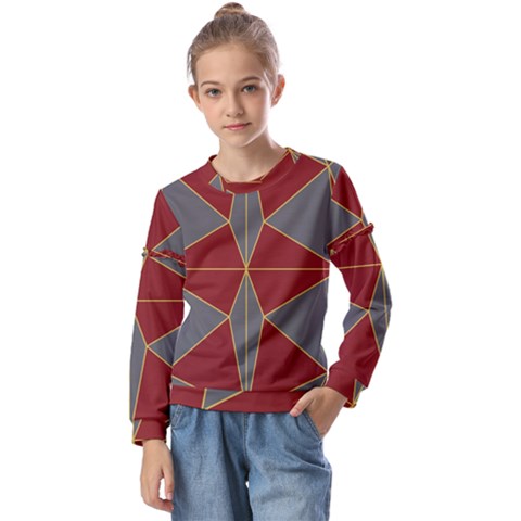 Abstract Pattern Geometric Backgrounds   Kids  Long Sleeve Tee With Frill  by Eskimos