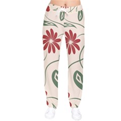  Folk Flowers Floral Art Print Flowers Abstract Art  Women Velvet Drawstring Pants by Eskimos