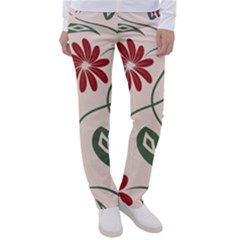  Folk Flowers Floral Art Print Flowers Abstract Art  Women s Casual Pants by Eskimos