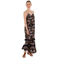 Folk Flowers Print Floral Pattern Ethnic Art Cami Maxi Ruffle Chiffon Dress by Eskimos