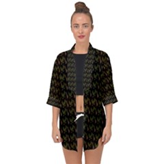 Fern Pattern 2 Black Open Front Chiffon Kimono by violetheavensky