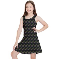 Fern Pattern 2 Black Kids  Lightweight Sleeveless Dress by violetheavensky