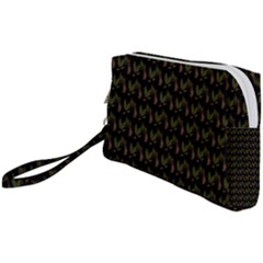 Fern Pattern 2 Black Wristlet Pouch Bag (small) by violetheavensky