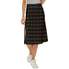 Fern Pattern 2 Black Midi Panel Skirt by violetheavensky