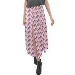 Fern Pattern 2 Pink Velour Split Maxi Skirt by violetheavensky