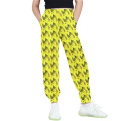 Fern Pattern 2 Yellow Kids  Elastic Waist Pants by violetheavensky