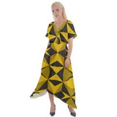 Abstract Pattern Geometric Backgrounds   Cross Front Sharkbite Hem Maxi Dress by Eskimos