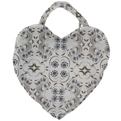 Folk Flowers Print Floral Pattern Ethnic Art Giant Heart Shaped Tote by Eskimos