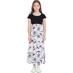 Folk Flowers Print Floral Pattern Ethnic Art Kids  Flared Maxi Skirt by Eskimos