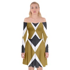 Abstract Pattern Geometric Backgrounds   Off Shoulder Skater Dress by Eskimos