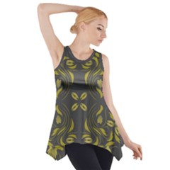 Folk Flowers Print Floral Pattern Ethnic Art Side Drop Tank Tunic by Eskimos