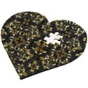 Folk flowers print Floral pattern Ethnic art Wooden Puzzle Heart View2