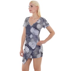 Gray Circles Of Light Short Sleeve Asymmetric Mini Dress by DimitriosArt