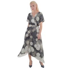 Gray Circles Of Light Cross Front Sharkbite Hem Maxi Dress by DimitriosArt