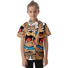 Bulldog-cartoon-illustration-11650862 Kids  Short Sleeve Shirt by jellybeansanddinosaurs