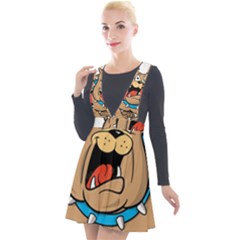 Bulldog-cartoon-illustration-11650862 Plunge Pinafore Velour Dress by jellybeansanddinosaurs