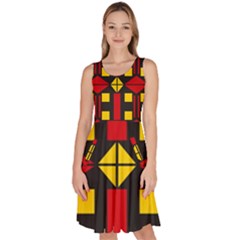 Abstract Pattern Geometric Backgrounds   Knee Length Skater Dress With Pockets by Eskimos