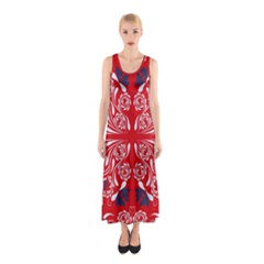 Floral Folk Damask Pattern Fantasy Flowers  Sleeveless Maxi Dress by Eskimos