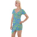 Floral folk damask pattern Fantasy flowers  Short Sleeve Asymmetric Mini Dress View1