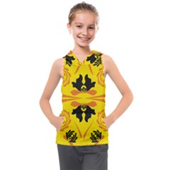 Floral Folk Damask Pattern Fantasy Flowers  Kids  Sleeveless Hoodie by Eskimos