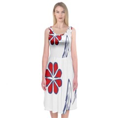 Folk Flowers Print Floral Pattern Ethnic Art Midi Sleeveless Dress by Eskimos