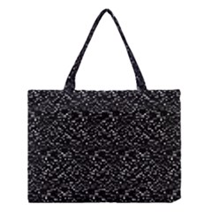 Pixel Grid Dark Black And White Pattern Medium Tote Bag by dflcprintsclothing