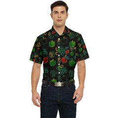 Apples Honey Honeycombs Pattern Men s Short Sleeve Pocket Shirt  by Amaryn4rt