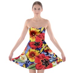 Flower Pattern Strapless Bra Top Dress by CoshaArt