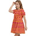 Mudcloth Hot Tangerine Kids  Bow Tie Puff Sleeve Dress View3