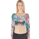 Colorful Spotted Reptilian Coral Long Sleeve Crop Top View1