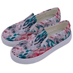 Colorful Spotted Reptilian Coral Kids  Canvas Slip Ons by MickiRedd