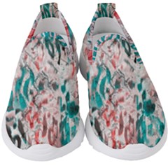 Colorful Spotted Reptilian Coral Kids  Slip On Sneakers by MickiRedd