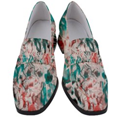 Colorful Spotted Reptilian Coral Women s Chunky Heel Loafers by MickiRedd