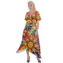 Mandalas-1084082 Cross Front Sharkbite Hem Maxi Dress by jellybeansanddinosaurs