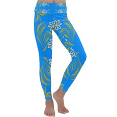 Floral Folk Damask Pattern  Kids  Lightweight Velour Classic Yoga Leggings by Eskimos