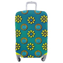 Yellow And Blue Proud Blooming Flowers Luggage Cover (medium) by pepitasart