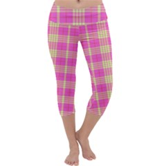 Pink Tartan 4 Capri Yoga Leggings by tartantotartanspink