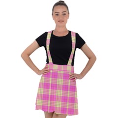 Pink Tartan 4 Velvet Suspender Skater Skirt by tartantotartanspink