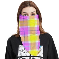 Pink Tartan-8 Face Covering Bandana (triangle) by tartantotartanspink