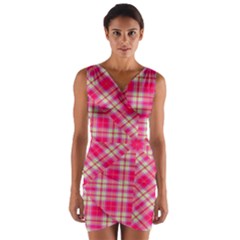 Pink Tartan-10 Wrap Front Bodycon Dress by tartantotartanspink