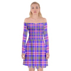 Tartan Purple Off Shoulder Skater Dress by tartantotartanspink